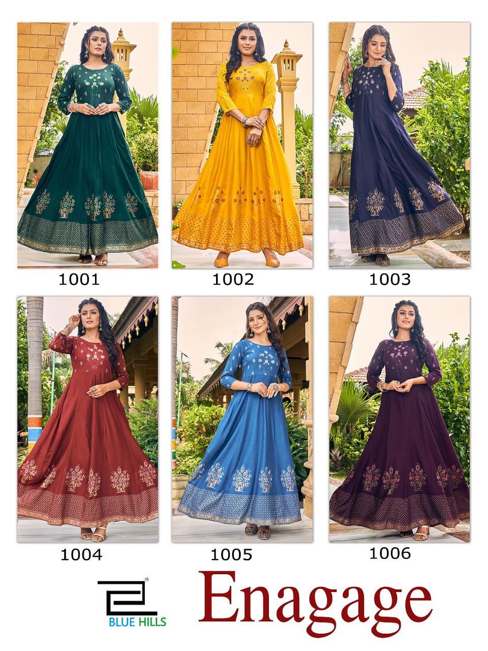 Blue Hills Enagage Designer New Stylish Heavy Festival Wear Long Anarkali Kurti Collection